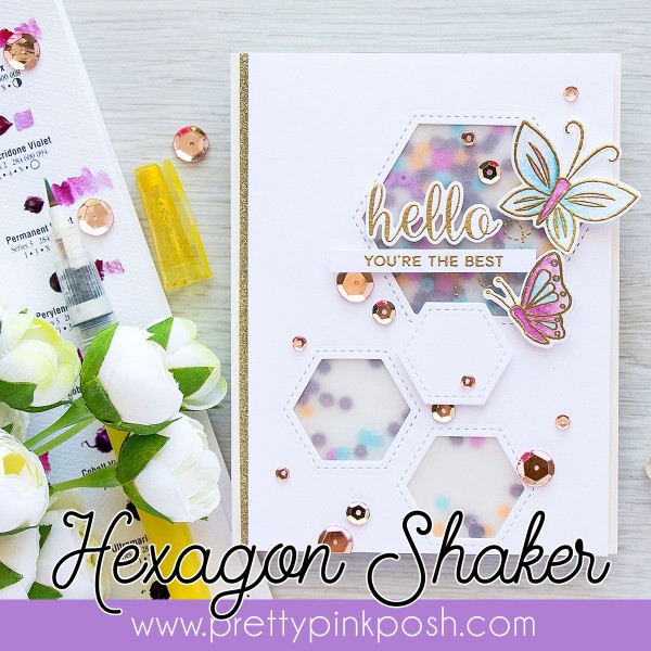 Pretty Pink Posh: Butterfly Hexagon Shaker