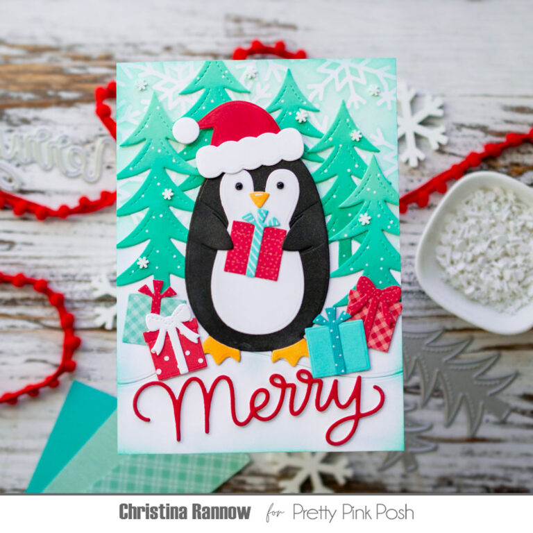 November Intro: Penguin Holder + Snowy Hills Borders + Winter Greetings Shadow + Winter Trees